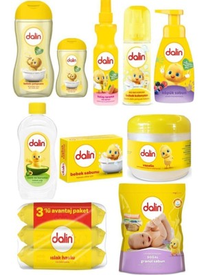 Dalin Bebek Bakım Seti 10'lu No 2 Renkli Nazik Bakım Ürünleri ile Bebeğinizin Cildine Özen Gösterin