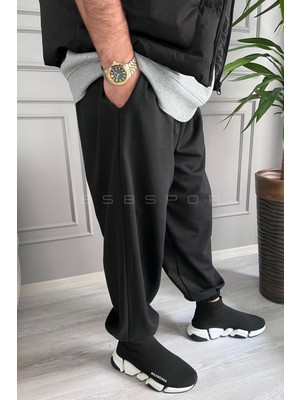 BSBSPOR Siyah Kalın Içi Şardonlu Eşofman Altı Oversize Jogger Günlük Spor