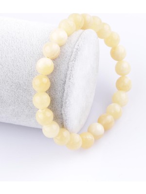 Safnaturel Sertifikalı Kalsit Doğal Taş Bileklik 8 mm Küre Kesim