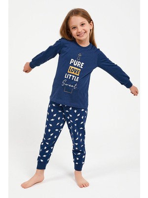 RolyPoly 2995 Pure Love Little Sweet Koyu Indigo Kız Çocuk Uzun Kol Pijama Takım