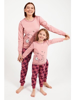 RolyPoly 2981 Bear Pembe Kadın Uzun Kol Pijama Takım