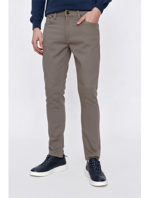 Morven  Erkek Bej Storey Pamuk 5 Cep Slim Fit Pantolon