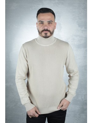 Fbı Erkek Bej Tam Balıkçı Yaka Triko Kazak 93099