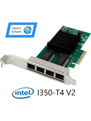 Open Smart 4 Port Intel I350-T4 V2 1gbe Pcıe X4 Ethernet Kart - OPS7308NT