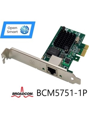 Open Smart 1 Port Broadcom BCM5751-1P 1gbe Pcıe X1 Ethernet Kart - OPS7292BCM
