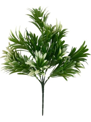 Nettenevime Yapay Çiçek Yeşil Beyaz Renk Podocarpus Demeti 7dal 48 Çiçek Garnitür Aradal Dekoratif Yapay Bitki