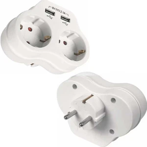 USB Girişli Topraklı Ikili Priz (2.1 Amper) - Beyaz