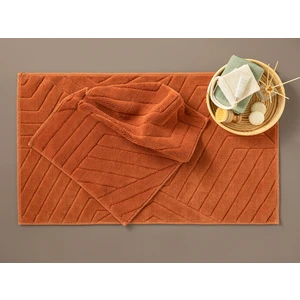 English Home Wavy Pamuklu Banyo Paspası Seti 60 x 100 cm + 60 x 50 cm Kiremit