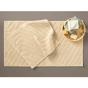English Home Wavy Pamuklu Banyo Paspası Seti 60 x 100 cm + 60 x 50 cm Bej