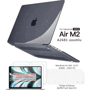 Macbook Air M2 M3 13.6" A2681 A3113 Tam Uyumlu Set Kılıf Kapak Klavye Koruyucu Ekran Koruyucu Film