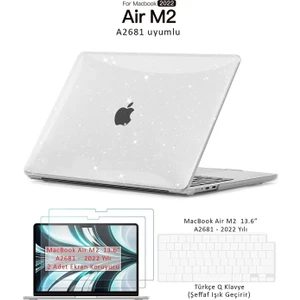Macbook Air M2 M3 13.6" A2681 A3113 Tam Uyumlu Set Kılıf Kapak Klavye Koruyucu Ekran Koruyucu Film