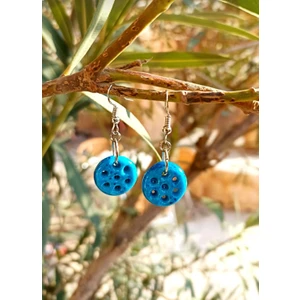 Store Atak Handmade Doğal Taş Mavi Yedi Göz Süryani Nazar Boncuk Sallantılı Kadın Küpe