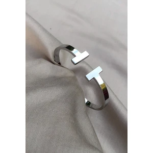 X-lady Accessories Gümüş Renk Model T Uçlu Desenli Kelepçe Bileklik - 2117