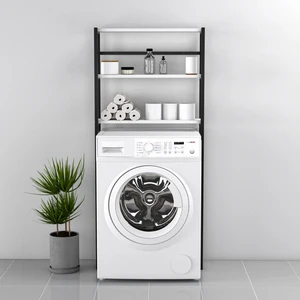 Macco Mobilya Banyo Dolabı Çamaşır Makinesi Dolabı Banyo Rafı Çamaşır Makina Üstü Dolap Banyo Düzenleyici Beyaz