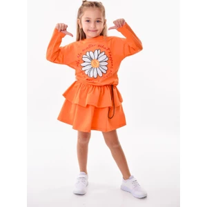 Yaren Kids Kız Çocuk Papatya Bakılı Pireli Etek Ikili Etek Takım Elbise