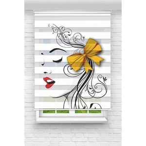 Genç Odası - Sarı Tokalı Kız Baskılı Zebra Perde