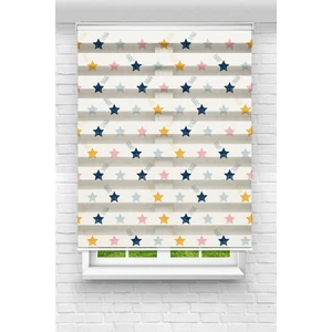 Genç Odası - Renkli Yıldızlar Baskılı Zebra Perde