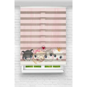 Çocuk Odası - Sevimli Kedicikler Baskılı Zebra Perde