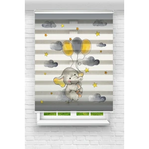 Çocuk Odası - Sevimli Yavru Fil Baskılı Zebra Perde