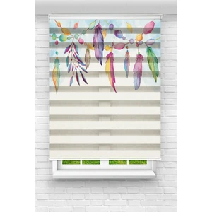 Genç Odası - Kurumuş Yapraklar ve Yıldızlar Baskılı Zebra Perde