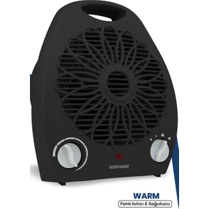 Warm Siyah 2000 Watt Isıya Dayanıklı Sıcak,ılık,soğuk Devrilme Emniyetli Isıtıcı Fan
