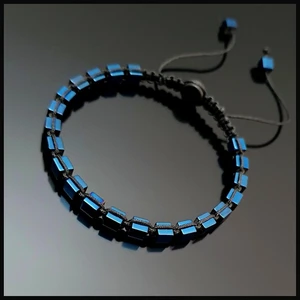 Seven Art Jewelry Doğal Taş Bileklik, Mavi Hematit Küp, Ayarlanabilir  Bileklik, Erkek Bileklik, Kadın Bileklik