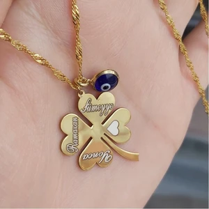 Sepetin Burada 925 Ayar Gümüş 24 Ayar Altın Kaplama 4 Yapraklı Yonca Kolye