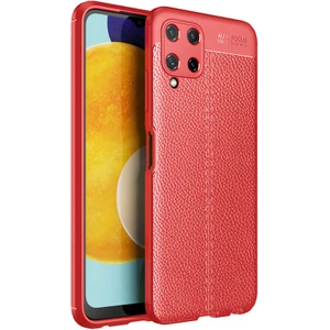 Case 4U A22 4G / M22 / M32 Uyumlu Kılıf Rugan Armor Deri Görünümlü Yüksek Kalite Silikon Niss Kırmızı