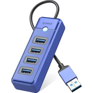 USB 3.0 Hub 4 Portlu 5Gbps Tak Çalıştır Mavi 15cm
