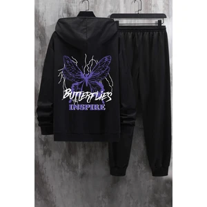 Unisex Butterfly & Letter Graphic Baskılı Eşofman Takımı