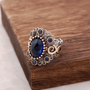 Safir Taşlı Telkari Işlemeli Gümüş Yüzük 2484