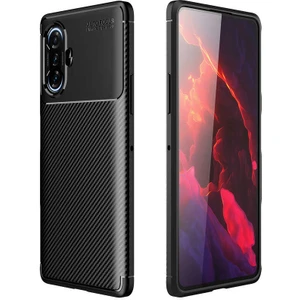 Case 4U Xiaomi Redmi K40 Gaming Kılıf Rugged Armor Karbon Desenli Lüx Negro Silikon Arka Kapak Siyah