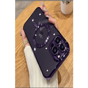 iPhone 14 Pro Max Kılıf Magsafe Köşeleri Renkli Lüx Şeffaf Kamera Lens Korumalı