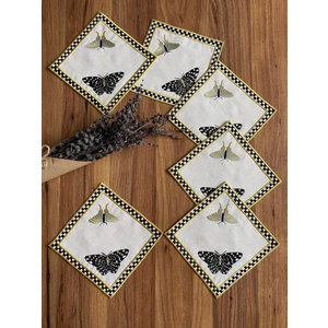 Nurhan Home 6 Adet Kelebek Desenli Nakışlı Kokteyl Sunum Peçetesi