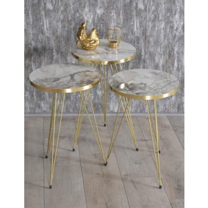 Bambeds Mobilya Beyaz Mermer Gold Zigon