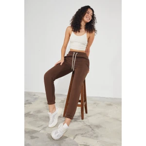 Kadın Basic 3 Iplik Şardonlu Paçası Lastikli Kalın Jogger Eşofman Altı