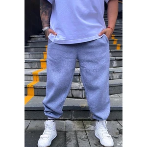 Yazlık 2 İplik Gri Oversize Lastikli Paça Eşofman Altı Jogger Salaş