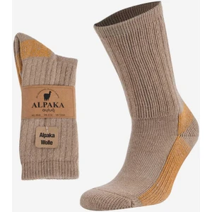 Unisex Alpaka Yünü Havlu Kışlık Bej/turuncu Soket Çorap - A-6005