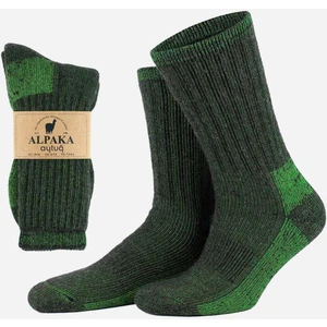 Unisex Alpaka Yünü Havlu Kışlık Kahve/yeşil Soket Çorap - A-6006