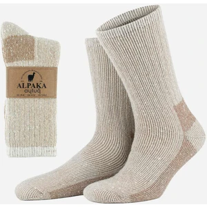 Unisex Alpaka Yünü Havlu Kışlık Ekru/bej Soket Çorap - A-6006