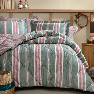 Bedding Chevron Tek Kişilik Ipliği Boyalı Uyku Seti - Yeşil
