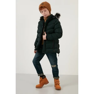 Peluş Astarlı Yakası Suni Kürklü Çıkarılabilir Kapüşonlu Kışlık Mont Erkek Çocuk Mont 5761906