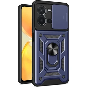 Vivo Y35 Kılıf Kamera Korumalı Sürgülü Yüzüklü Standlı Pars + Ekran Koruyucu