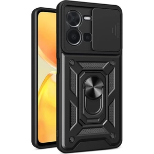Vivo Y35 Kılıf Kamera Korumalı Sürgülü Yüzüklü Standlı Pars + Ekran Koruyucu