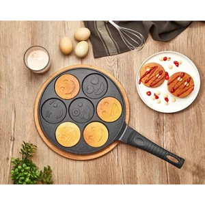 Granit Pankek Emoji Smile Döküm Tava Bakalit Kulp 26 cm - Siyah