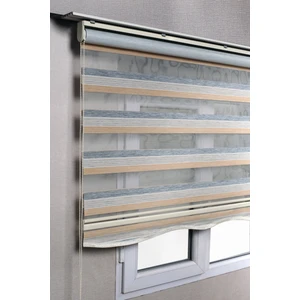 Bizden Perde Etekli Premium Çift Renk Sütlükahve-Gri Ev-Ofis Zebra Stor Perdeler 