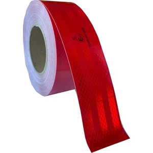 Petekli Fosfor Bant Kırmızı Şerit Reflektör Reflektiv 5.5 cm Kırmızı (Emark Belgeli) (10/20/25/50 Metre)