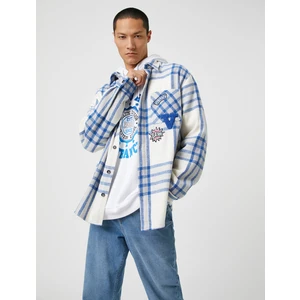 Ekoseli Kolej Gömlek Ceket İşlemeli Cep Detaylı Klasik Yaka