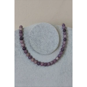 Bade Accessories 8 mm Lepidolit Doğal Taş Kolye