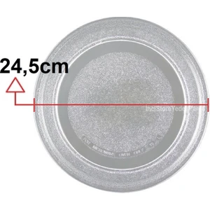 Mikrodalga Fırın Için Düz Taban Yuvarlak Cam Tabak Tepsi 24,5cm 245MM